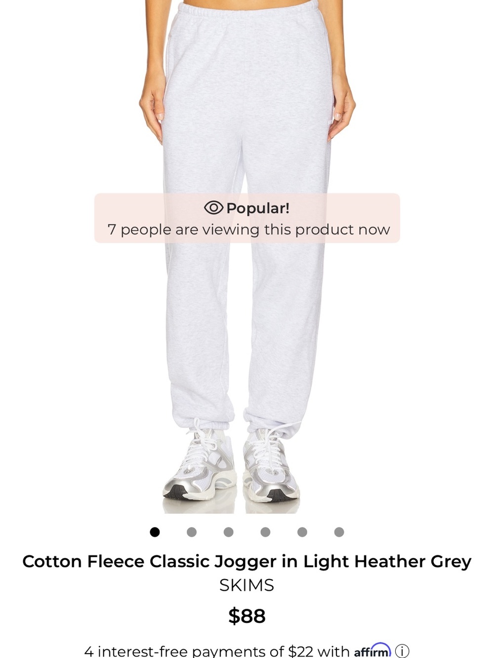 SKIMS Cotton Fleece Classic Joggers in Heather Grey